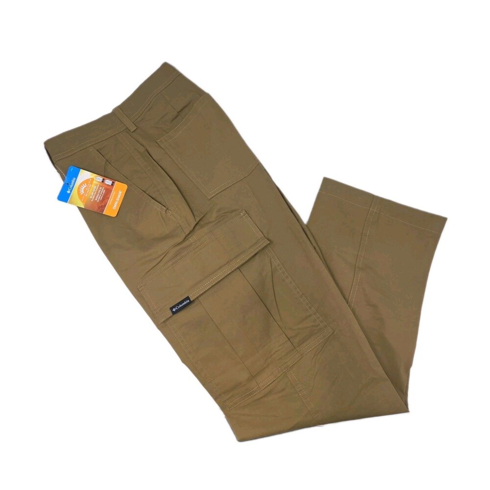Columbia Mens Omni Shield Straight Leg Cargo Pant 32x32 Cotton Blend Delta Wheat